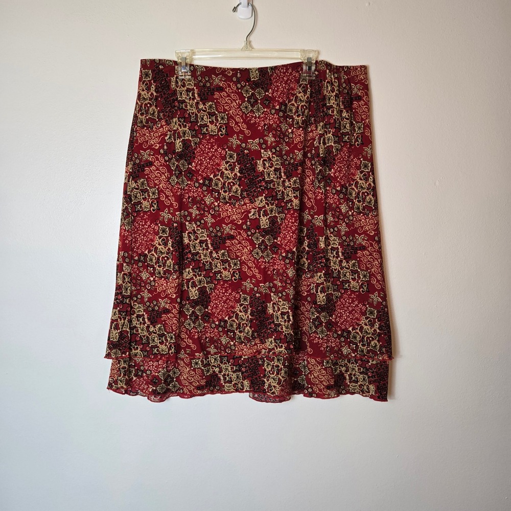 George Woman Persimmon Multi Paisley Mesh Midi Skirt‎ Plus Size 18W 20W GW321004